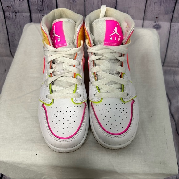 Jordan Kids Neon Pink and Yellow Sneakers - Picture 2 of 5